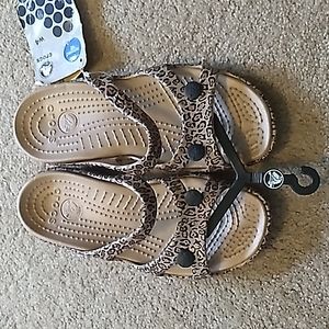 Women's Leopard Print Croc Sandals Brand New With Tags, Size 4